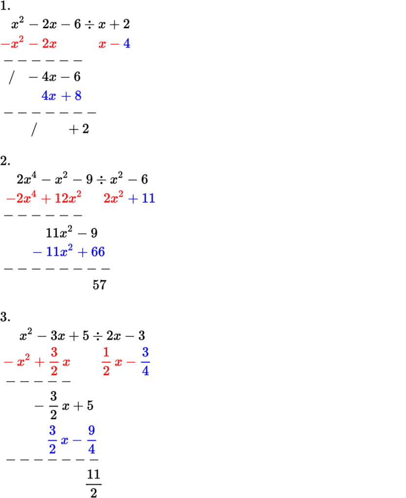 POLIMOMIS, EXERCICIS RESOLTS (DIVISIO POLINOMIS)